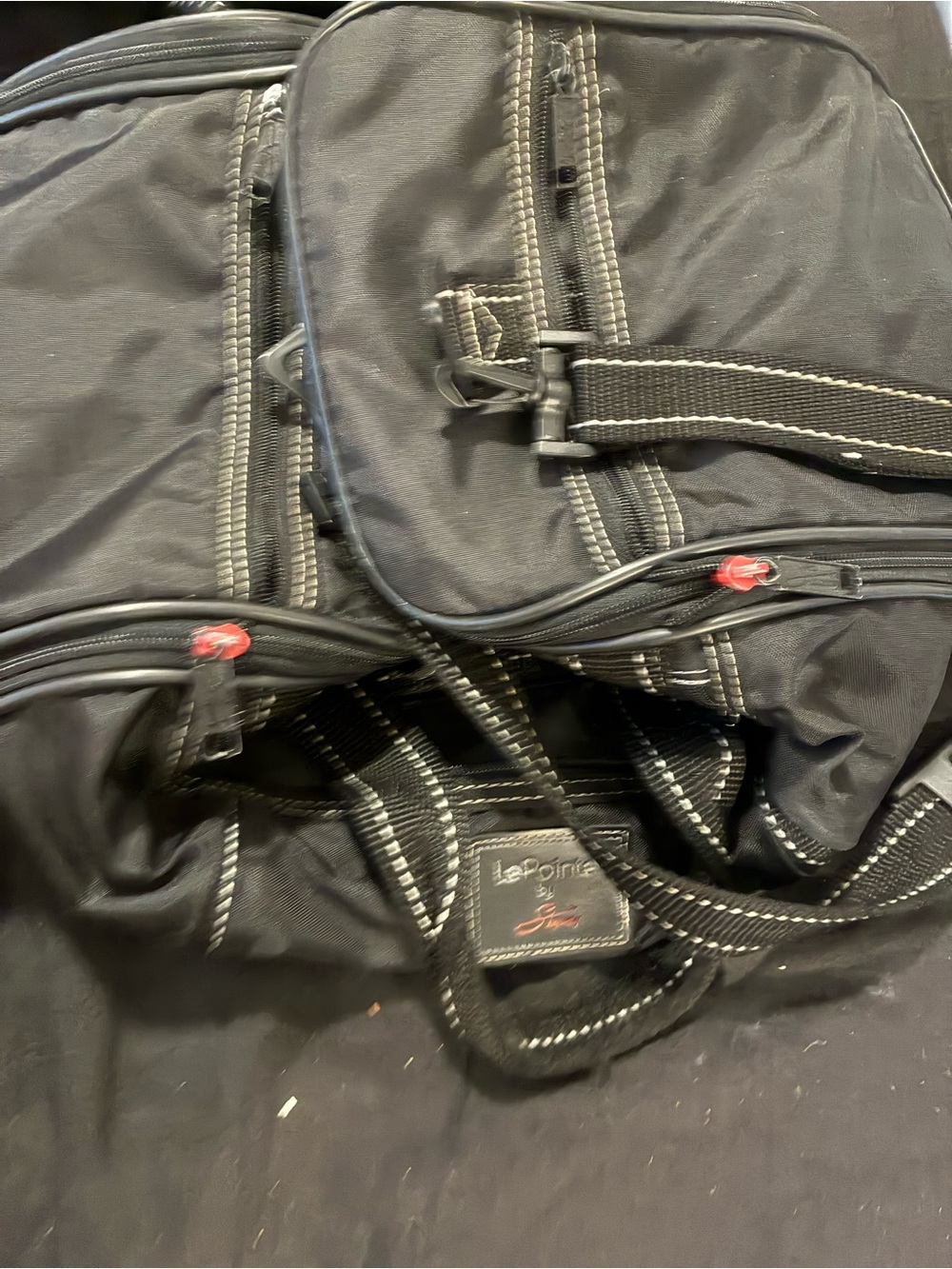 LaPointe by Skyway Black Nylon Duffel Bag with Contrast Stitching